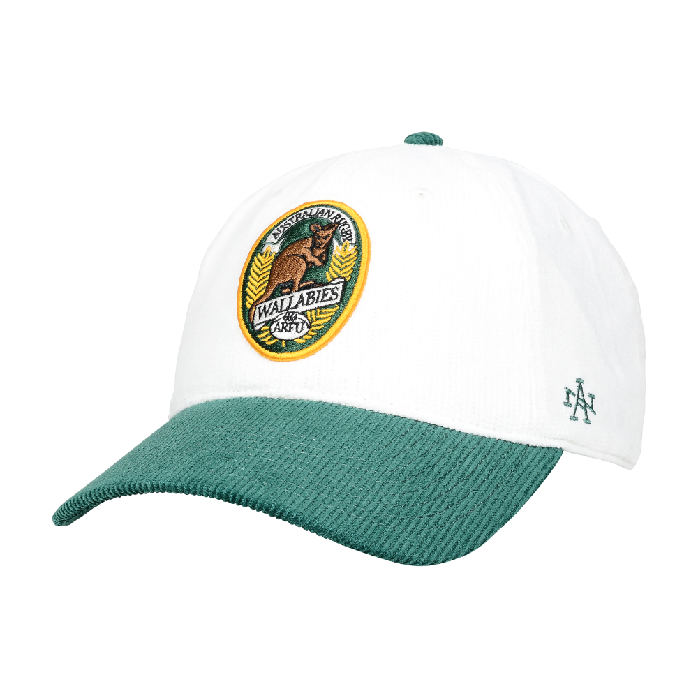 WALLABIES RUGBY IVORY/DARK GREEN CORDUROY CAP